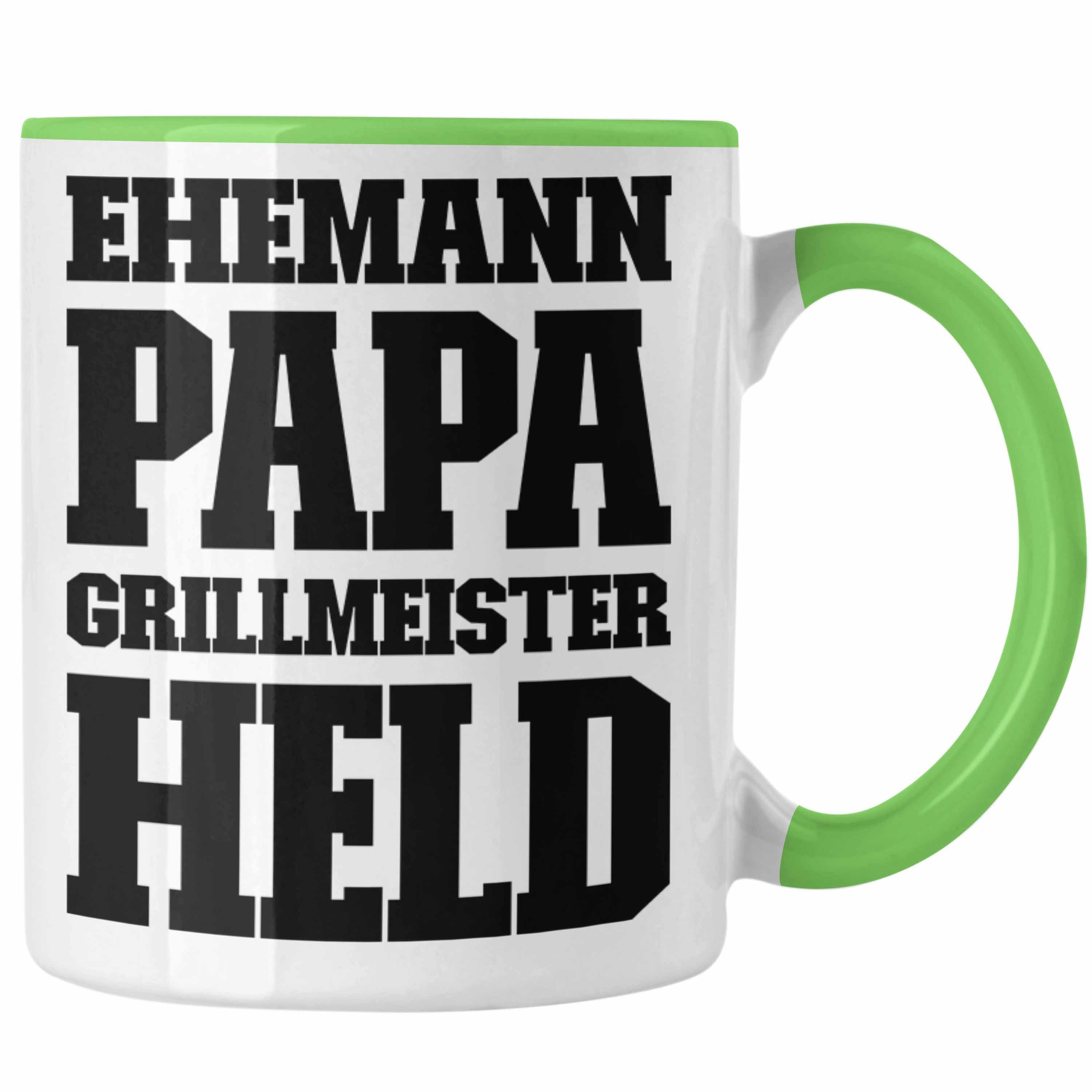 Trendation Tasse Sommer Tasse Held Vatertag Ehemann Geschenk - Geschenkidee Kaffeetasse Trendation Papa Grillen Becher Grün