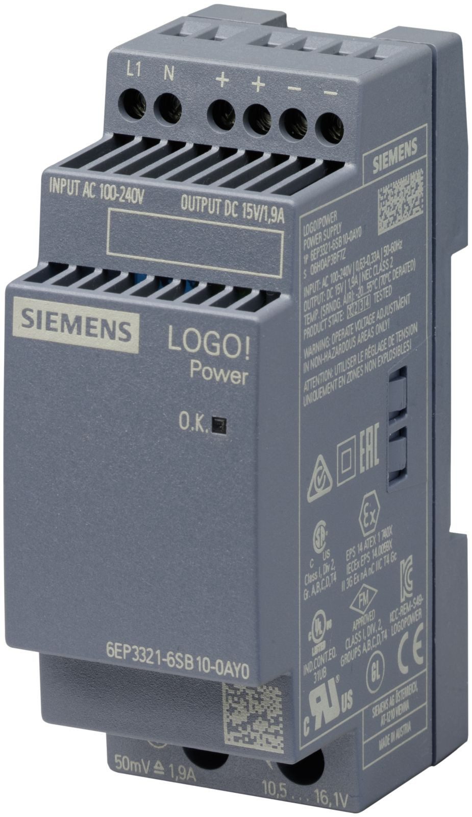 SIEMENS 6EP3321-6SB10-0AY0, Indoor, Mehrfarben, Österreich, 140 g, 67 mm, 56 m Netzteil