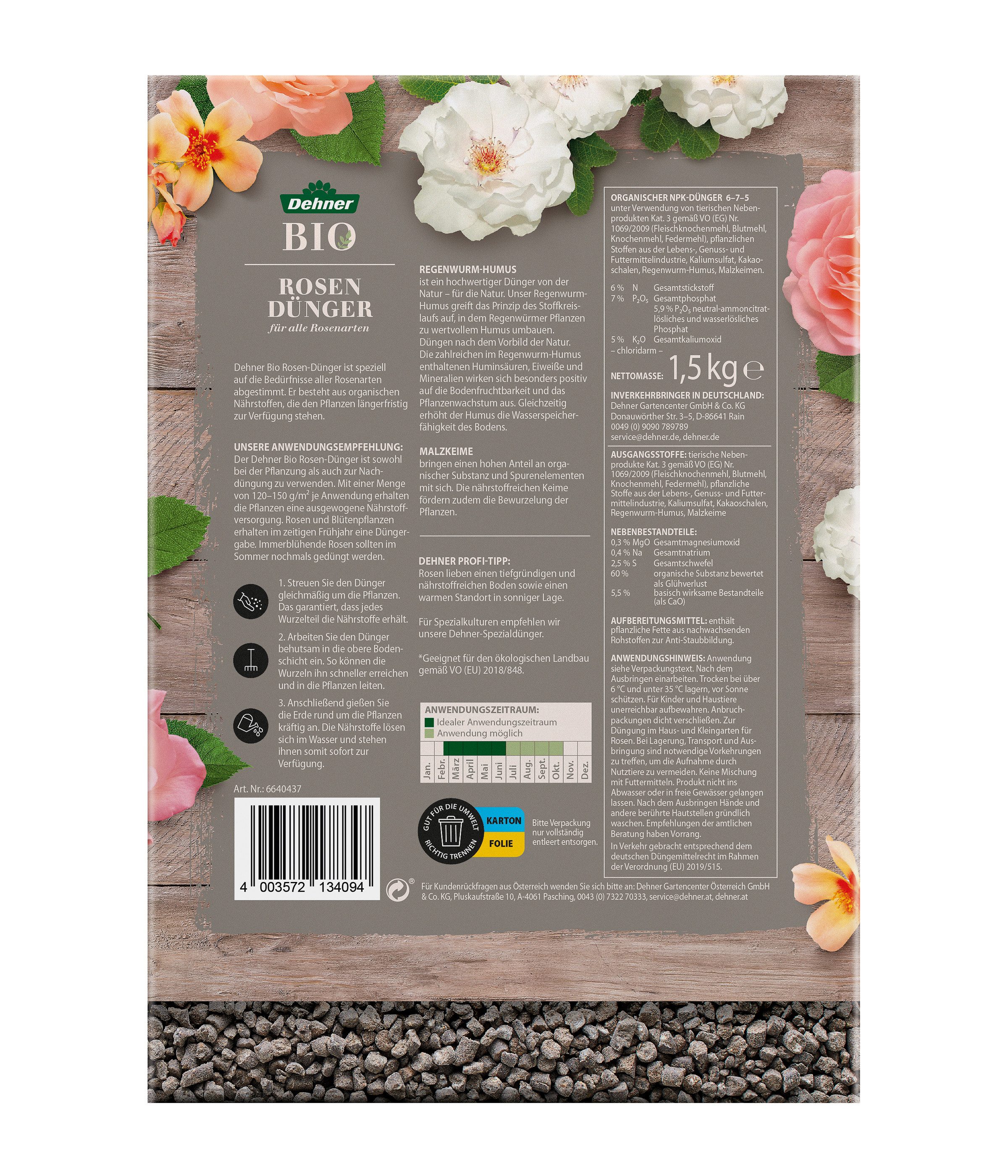 Dehner Gartendünger Bio Rosendünger, hochwertiger NPK-Dünger, günstig online kaufen
