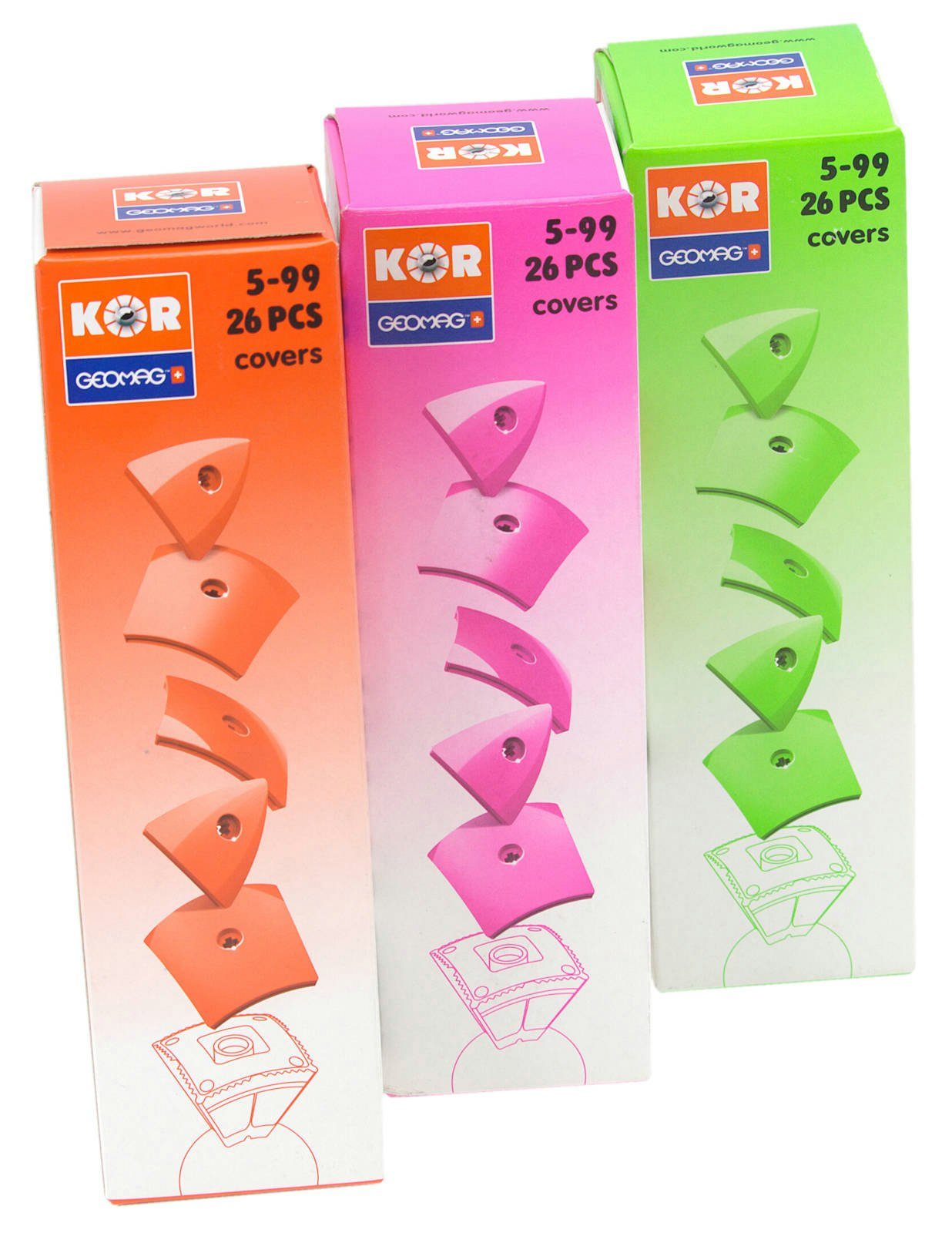 Geomag™ Geomag KOR Cover Set 78 teilig Farben: Rot Pink Grün Magnetspielbausteine