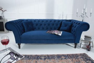 Casa Padrino Chesterfield-Sofa Chesterfield Sofa in Blau 225 x 90 x H. 79 cm - Designer Chesterfield Sofa