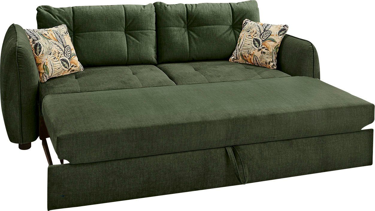| Sascha, 180x200 cm dunkelgrün und mit Relax- dunkelgrün Jockenhöfer Wellenfedern, Gruppe Bettfunktion, Schlafsofa Liegefläche
