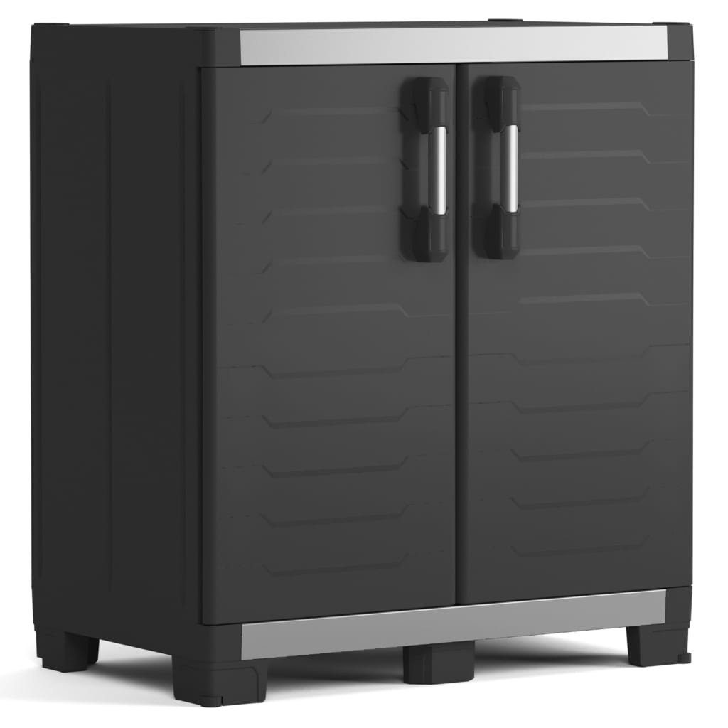 Keter Fächerschrank Niedriger Lagerschrank Garage XL Schwarz und Silbern 99 cm (1-St)