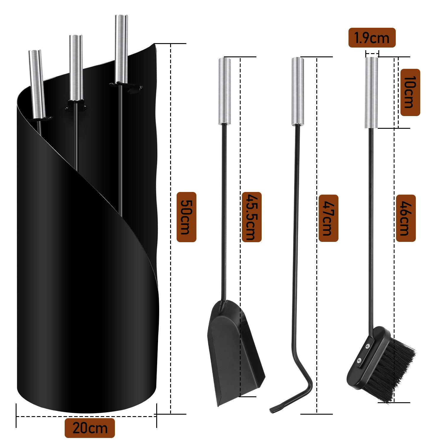 Clanmacy Kamingarnitur Kaminreinigungs Set 4-tlg. Kaminbesteck günstig online kaufen