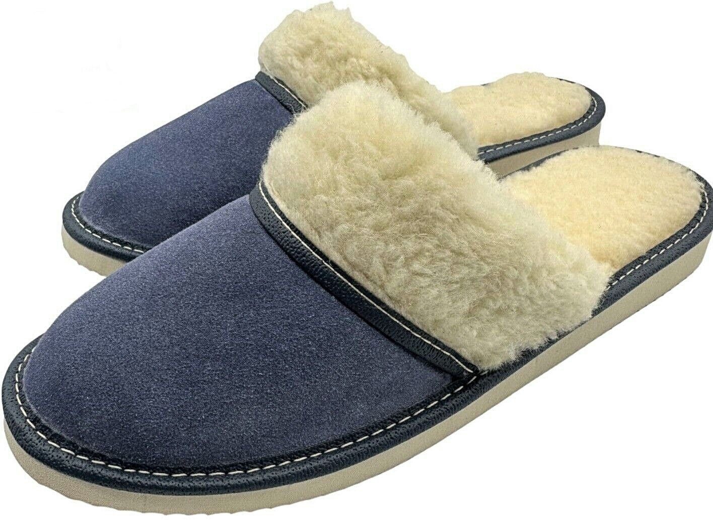 Damen Leder Winter warme Hausschuhe Hüttenschuhe Pantoffeln Schafwolle Hausschuh