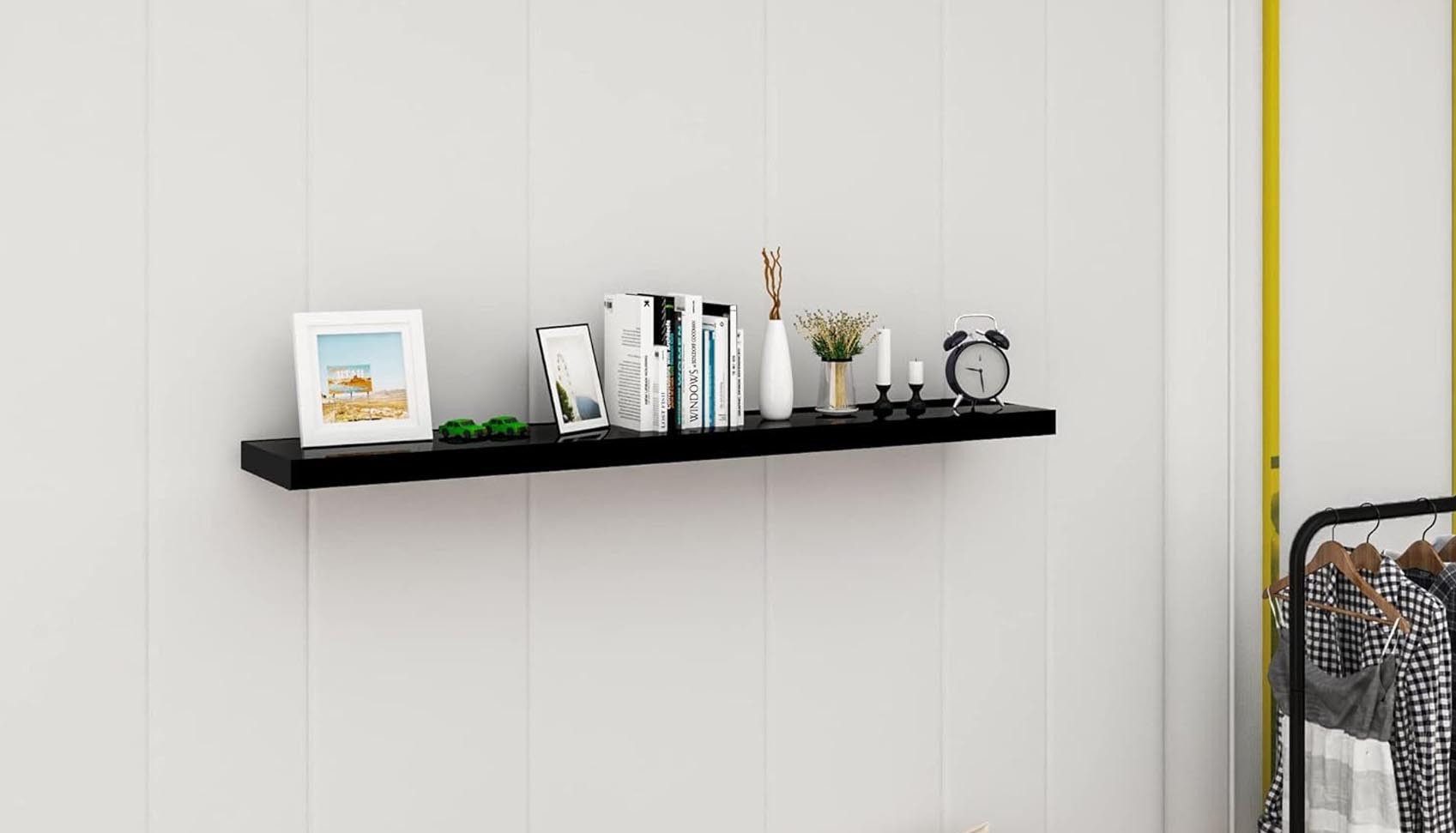 Woltu Wandregal, 1-tlg., hochglänzend Wandboard Schweberegal CD DVD Regal