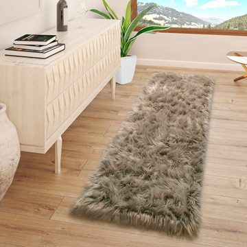 Fellteppich Wohnzimmer Hochflor Teppich Kunst-Fell Design, TT Home, rund, Höhe: 64 mm