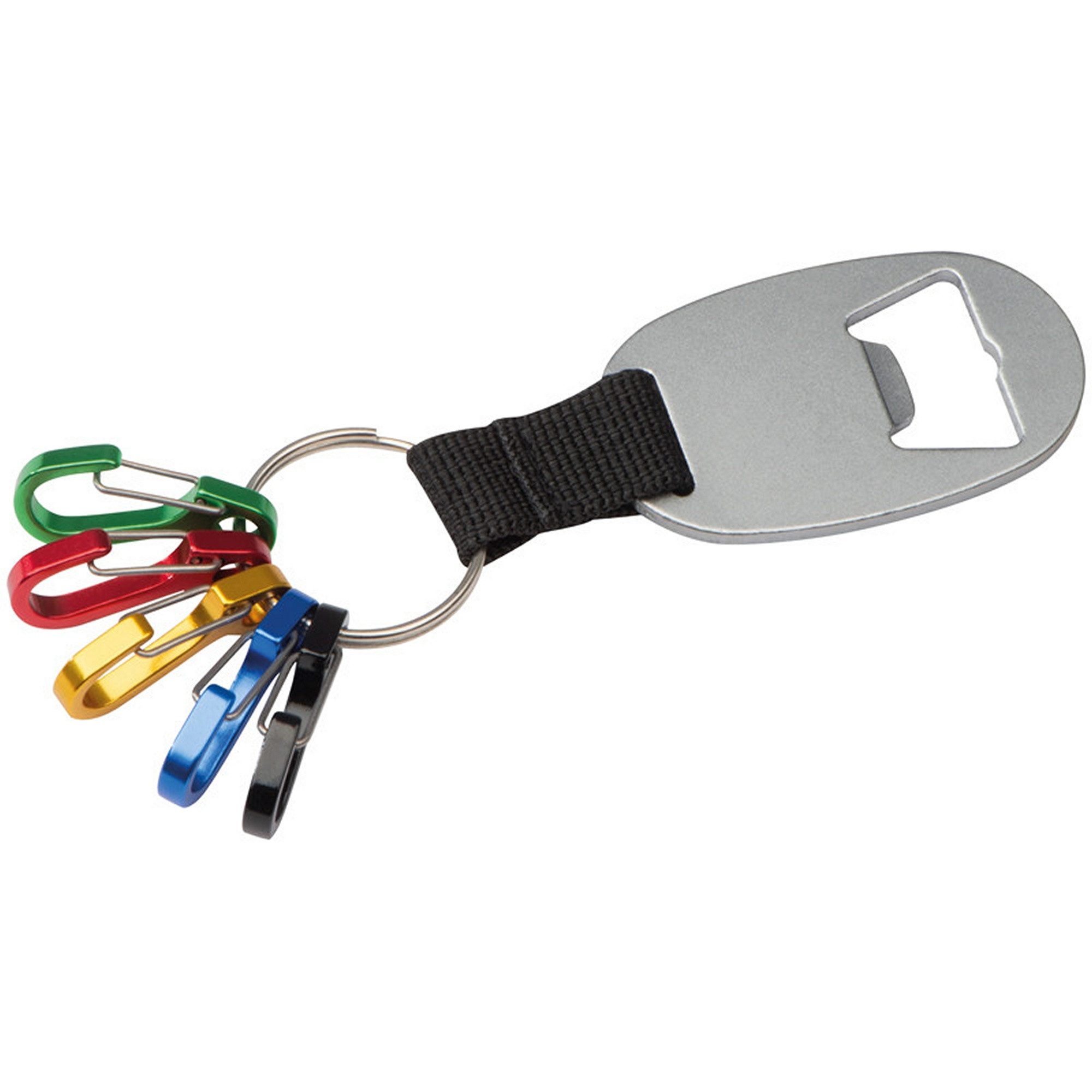 Schlüsselanhänger Metall-Schlüsselanhänger mit Flaschenöffner und 5 Minikarabinern