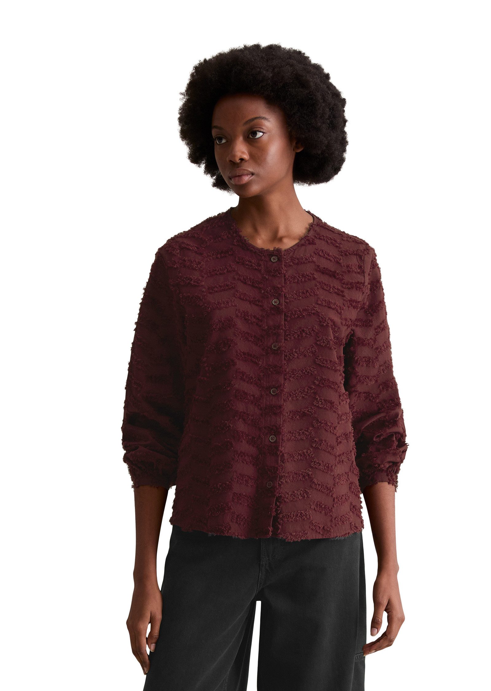 Marc O'Polo DENIM Langarmbluse aus Baumwoll-Fil Coupé günstig online kaufen