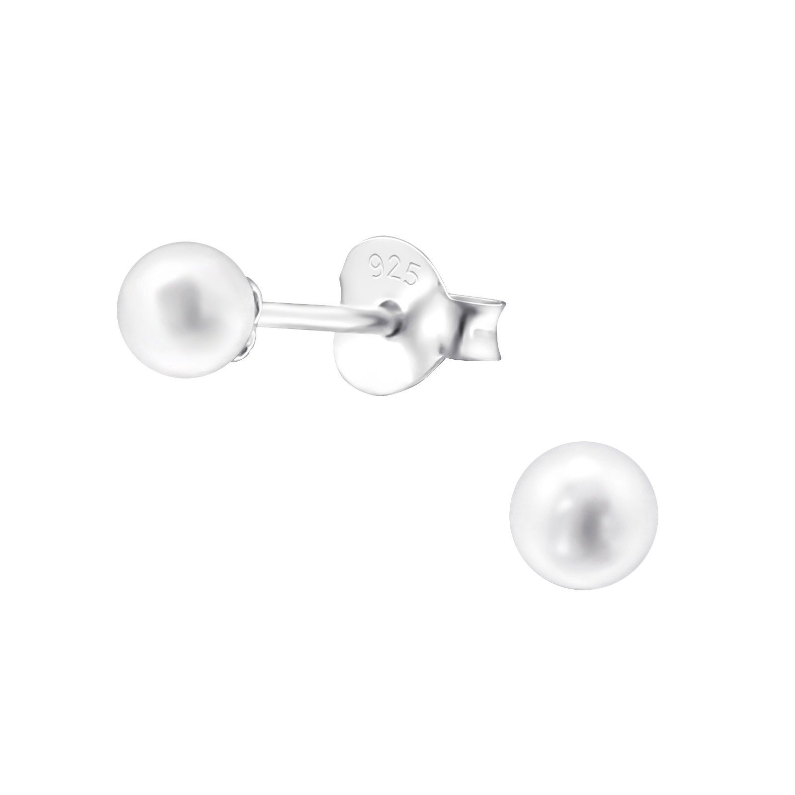 2-tlg), 925 Perlen Silber Ohrringe Stück), Ohrstecker Ohrschmuck BUNGSA Ohrstecker-Set Damen aus (1 Weiß (2 Paar