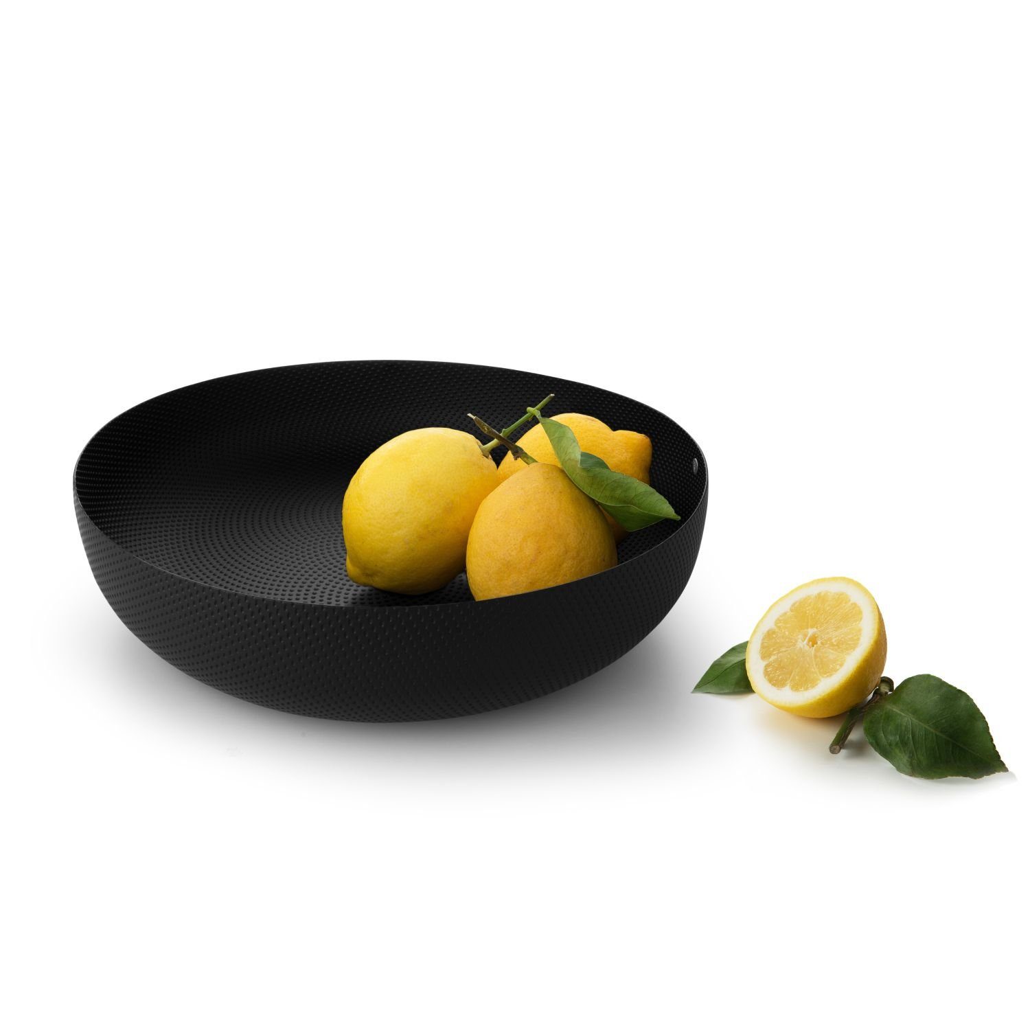 Alessi Obstschale Schwarz JM17/29 29 cm, Epoxidharzbeschichteter BT Reliefdekor Stahl, mit