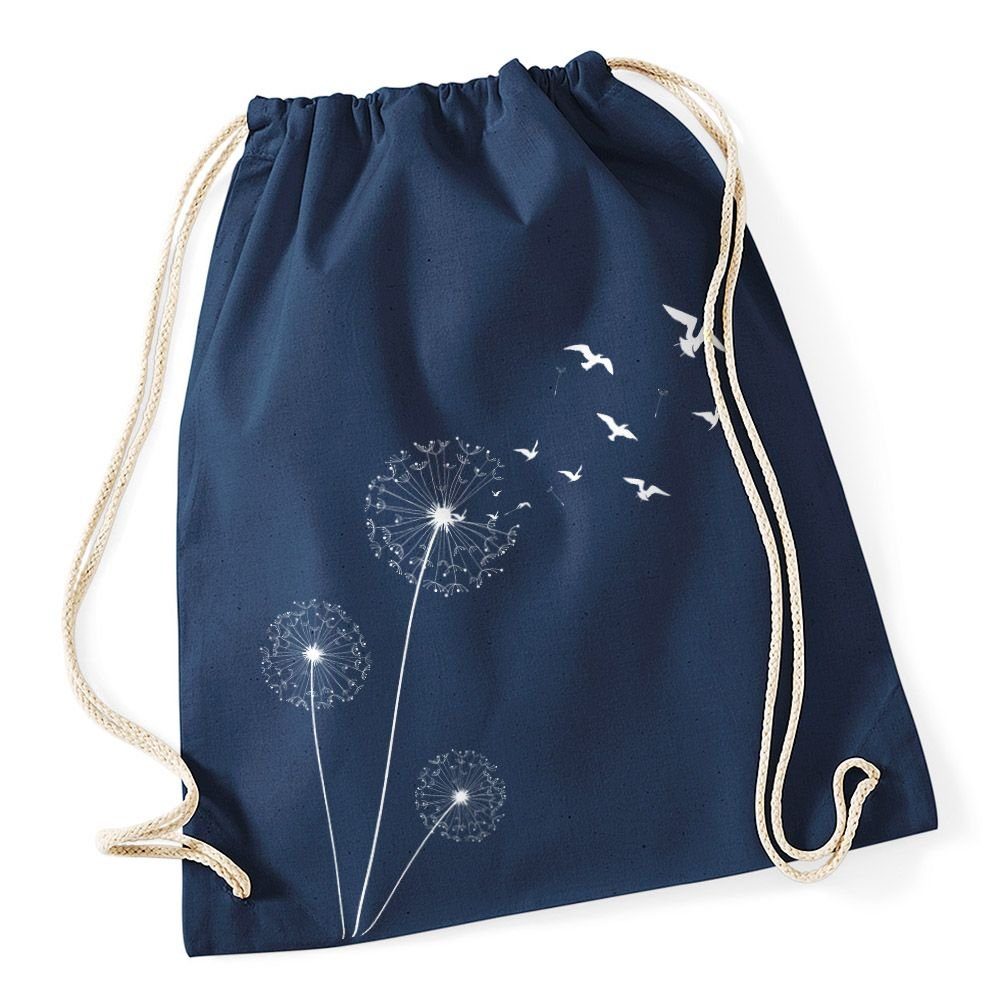 Pusteblume Hipster Turnbeutel Jutebeutel navy Beutel Vögel Tasche Autiga Turnbeutel Gymsac Dandelion Birds