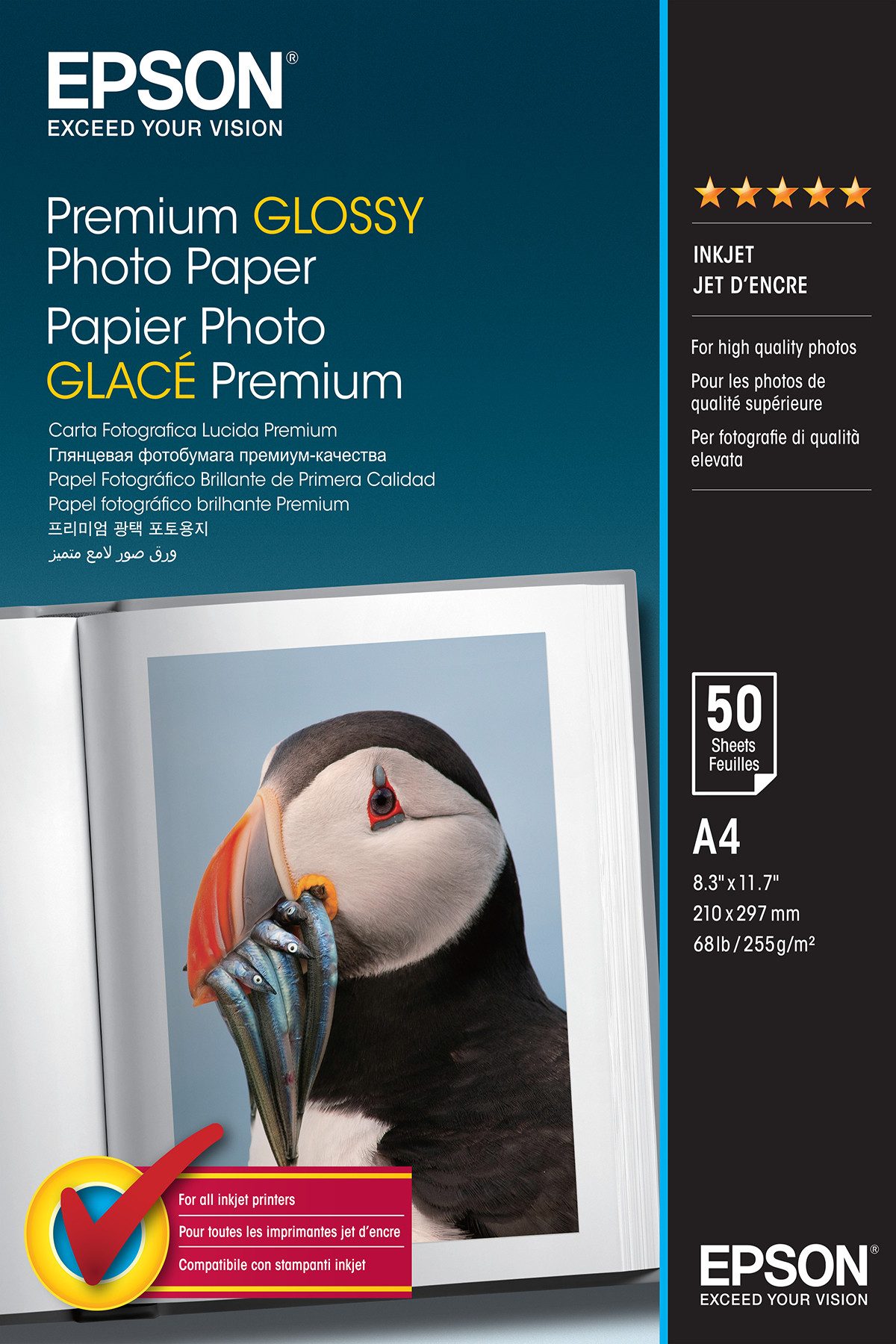 Epson Fotopapier Premium glänzend C13S041624 (A4-50 Blat Tintenpatrone
