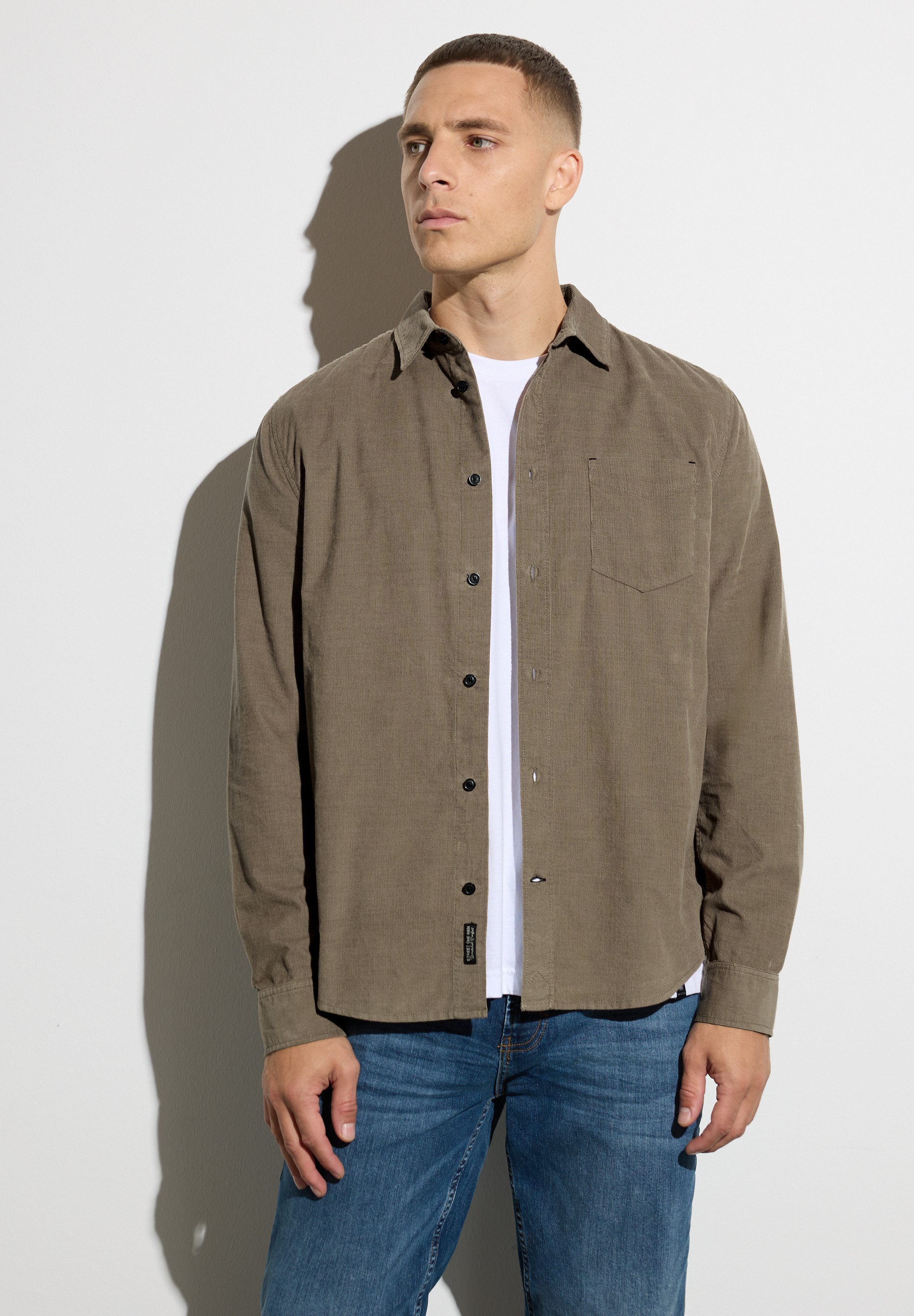 STREET ONE MEN Langarmhemd aus reiner günstig online kaufen