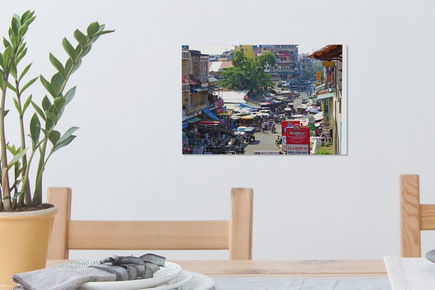 cm Kambodschas Aufhängefertig, Asien, 30x20 Leinwandbild OneMillionCanvasses® Markt Penh Der von in (1 Leinwandbilder, Wanddeko, Wandbild St), Phnom