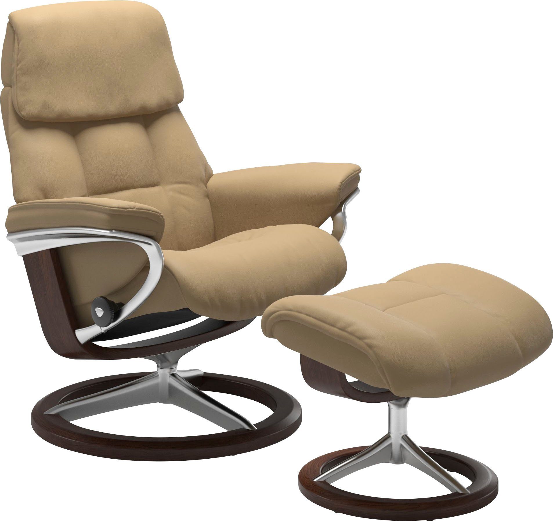 Stressless® Relaxsessel Ruby (Set, Relaxsessel mit Hocker), mit Signature Base, Größe S, Gestell Eiche, Wenge, Braun & Schwarz