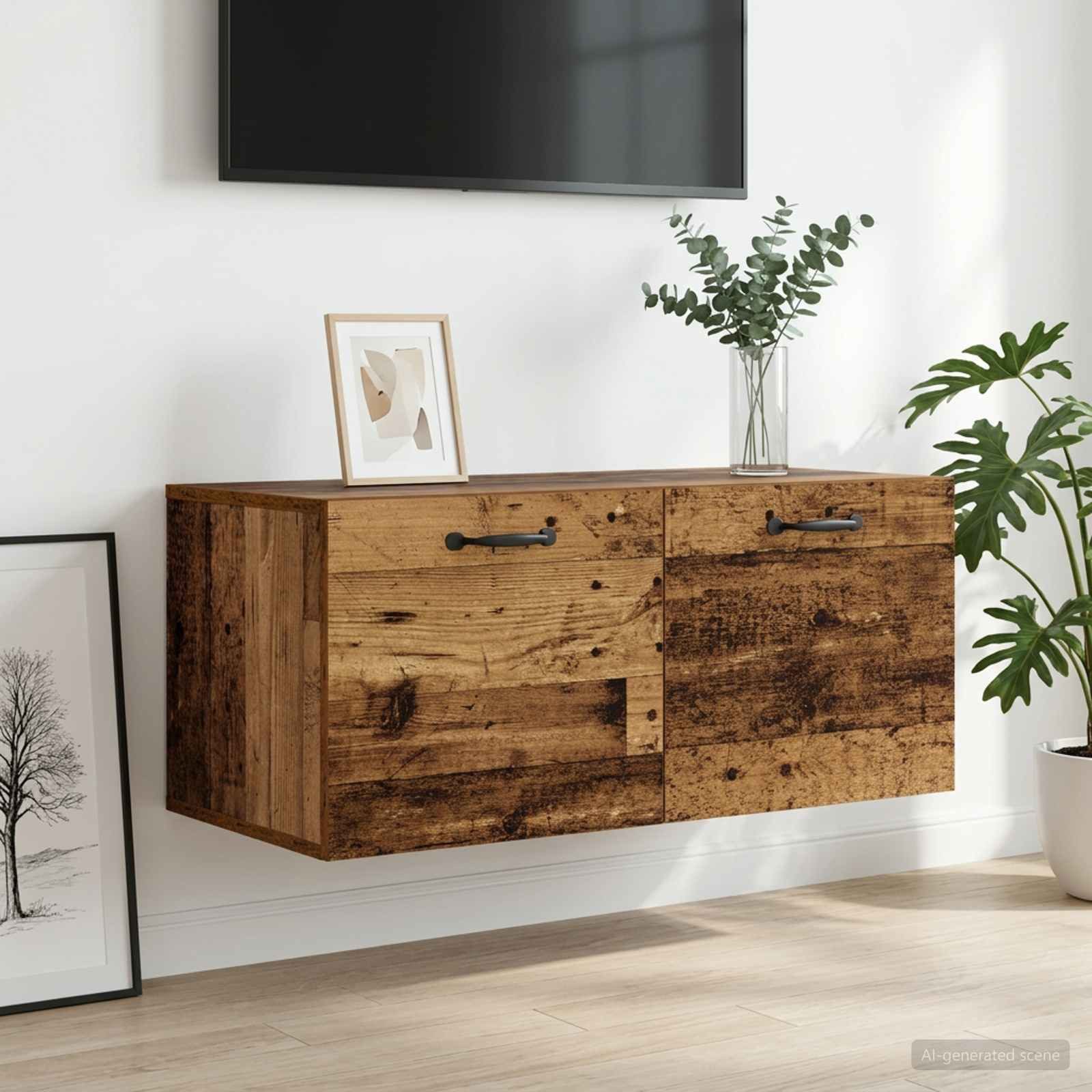 vidaXL Regal Wandschrank Wandhalterung Altholz 80 x 36,5 x 35 cm, 1-tlg.