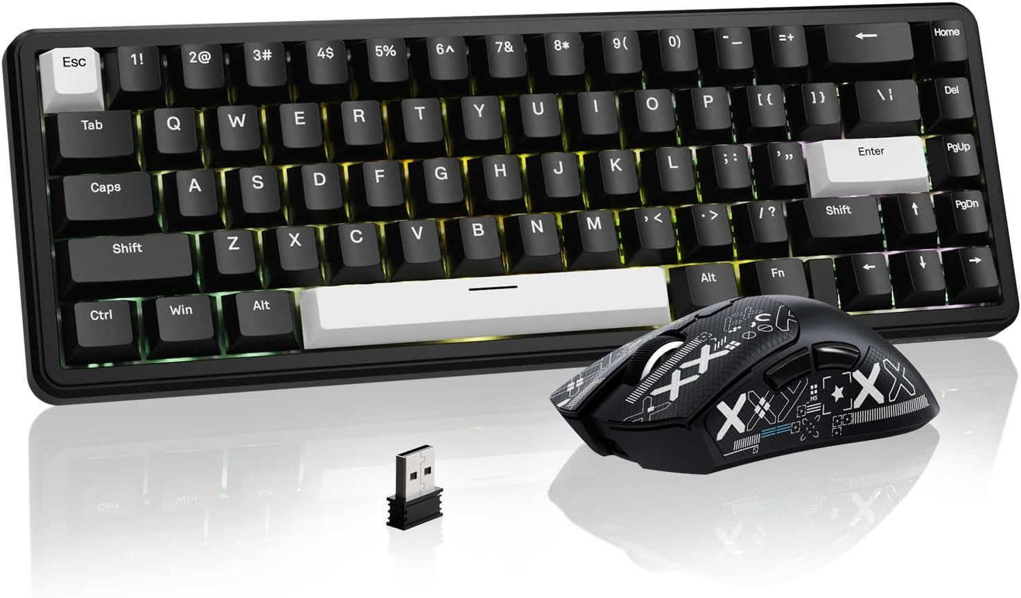 ATTACK SHARK Gaming 65% RGB 8000Hz High Speed Tastatur- und Maus-Set, Magnetische Tastatur mit leichter Maus 18000 DPI RGB Set