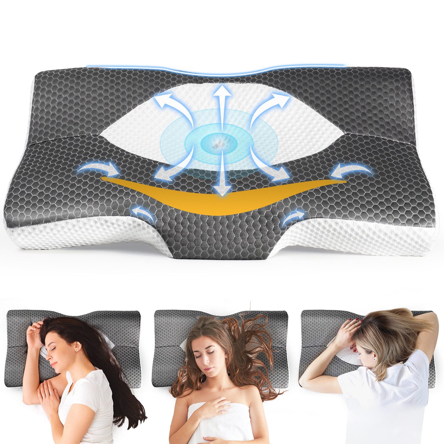 Esun Kopfkissen Kopfkissen, Ergonomisches Memory Foam Kissen, Nackenkissen, günstig online kaufen