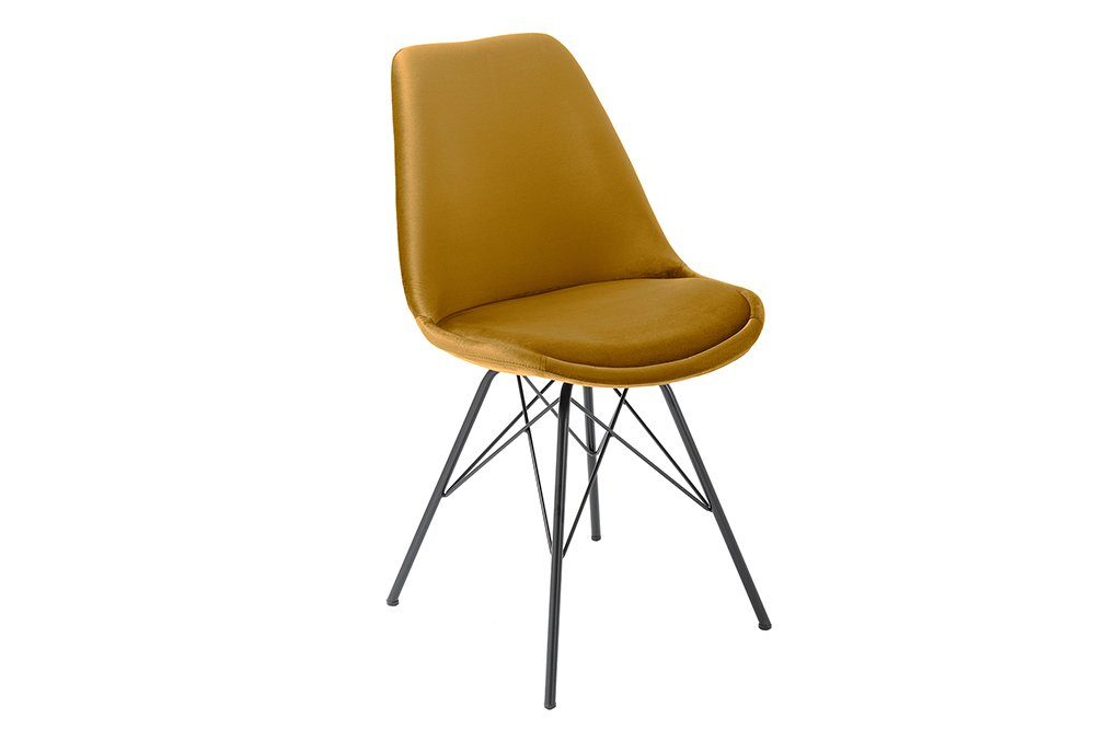 riess-ambiente Stuhl SCANDINAVIA MEISTERSTÜCK senfgelb / schwarz (Einzelartikel, 1 St), Esszimmer · Samt · Metall · Modern Design