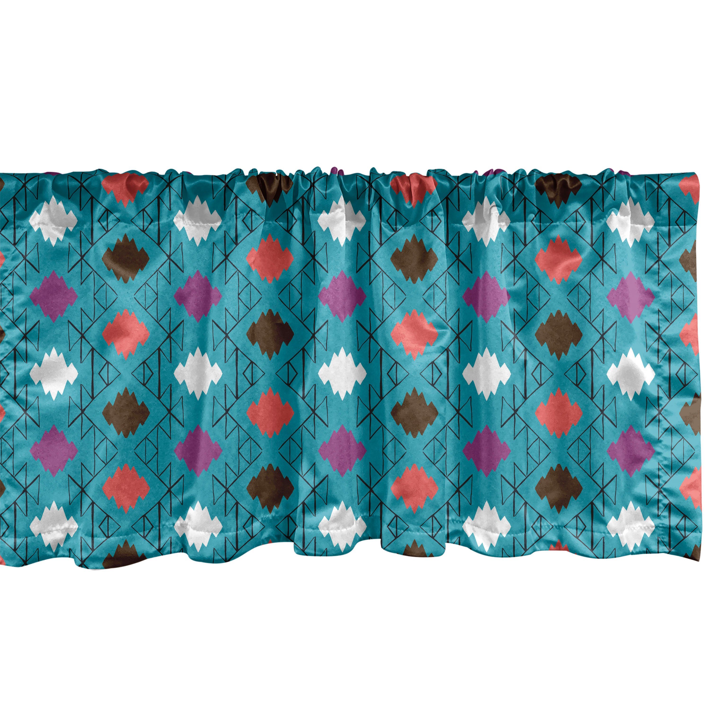 Scheibengardine Vorhang Volant für Küche Schlafzimmer Dekor mit Stangentasche, Abakuhaus, Microfaser, Mexican Drucken Scribble Squares Kunst