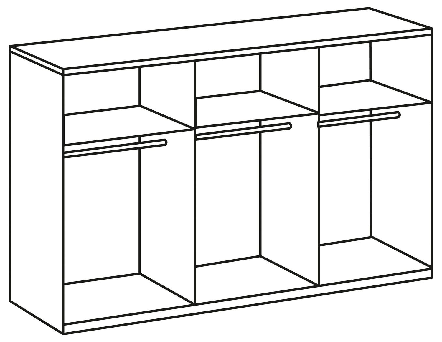 Wimex Schwebetürenschrank Barcelona (3 Türen, 3 Einlegeböden, 3 Kleiderstangen, 1-St., moderne Optik, mit Glaselementen, Griffleisten aus Metall) 270x65x208cm graphit Glasschwarz