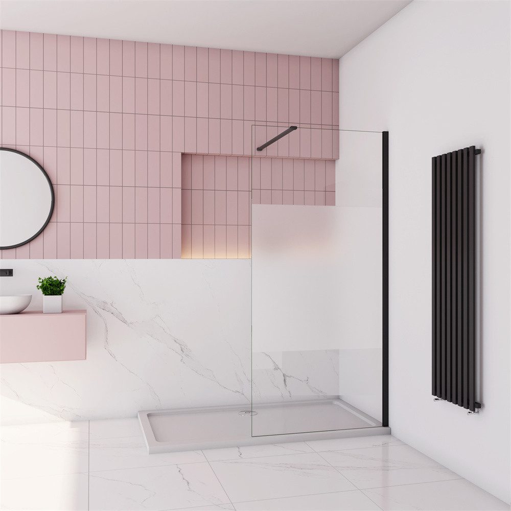 Duschparadies Duschwand 8mm Milchglas Streifen Glas walk in Dusche freistehende Duschwand, Einscheibensicherheitsglas, (Set), Glas