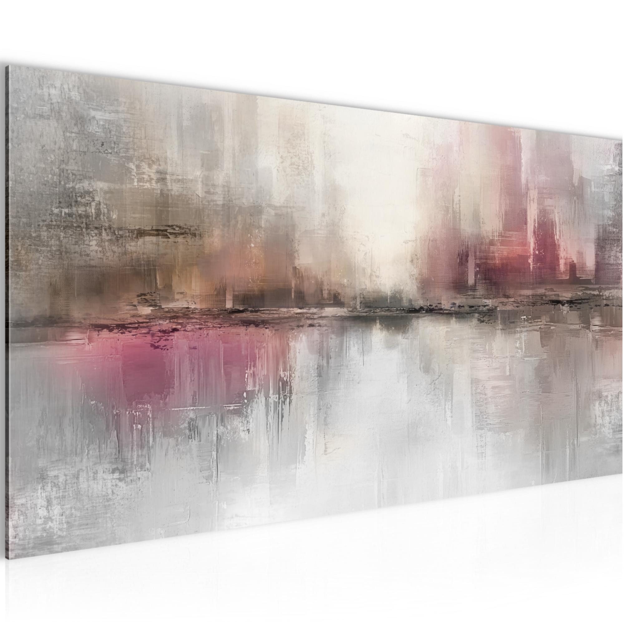 Runa Art Wandbild Abstrakt Kunst Modern Bild auf Vlies Leinwand Abstract Rosa 0534, 100L x 40B cm