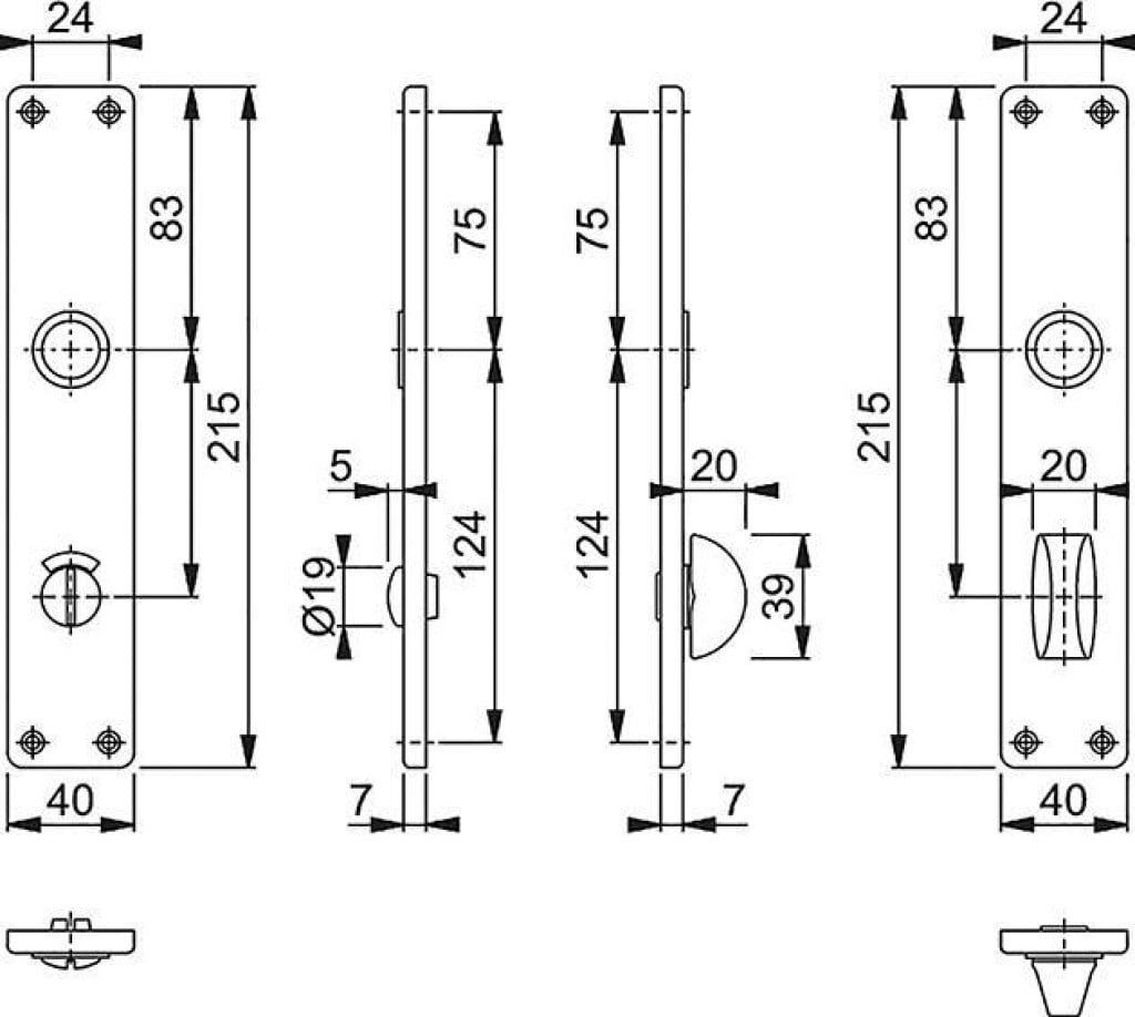 Thumbnail - HOPPE Türgriff HOPPE Zimmertürkurzschild 202KP RW 202KP/78mm WC F1, 0