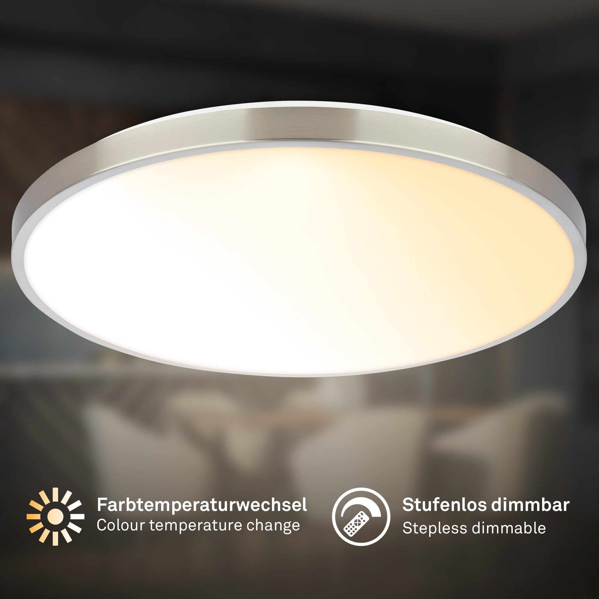 Briloner Leuchten Deckenleuchte FLAME Deckenlampe Aufbauleuchte, Farbtemperaturwechsel (CCT), LED fest integriert