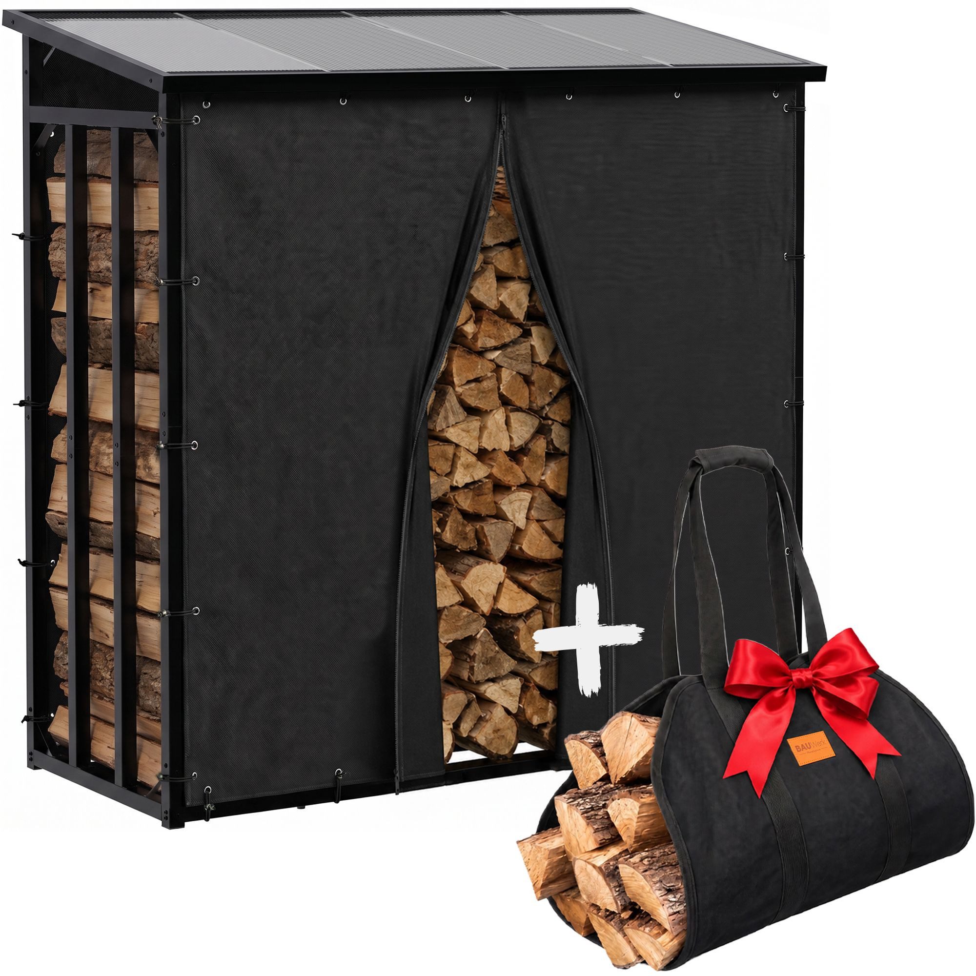 CLP Kaminholzregal Redford, BxTxH:189x71x187 cm, (1er), 189x71x187 cm, mit Tragetasche als Geschenk