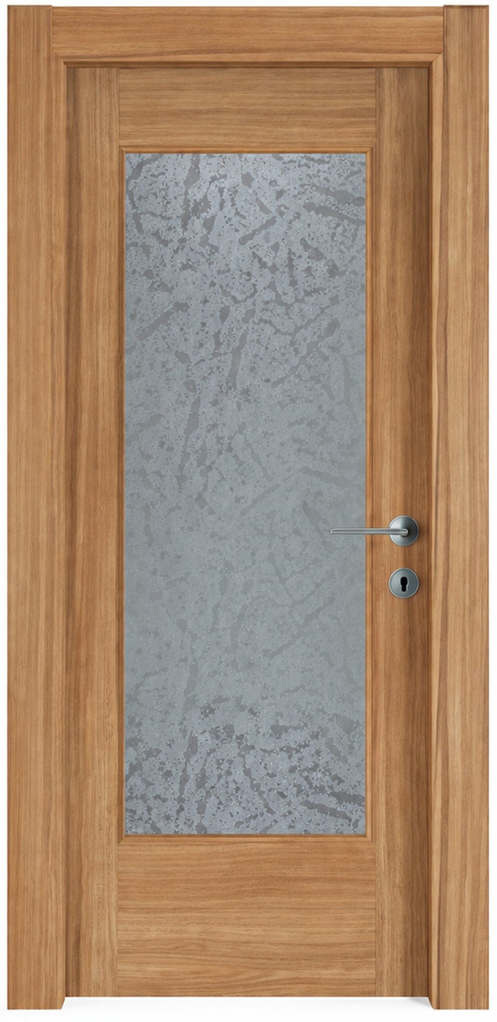Xlmoebel Zimmertür Braune Holztür mit Milchglas für Küche und Wohnzimmer, modern, Made in Europa