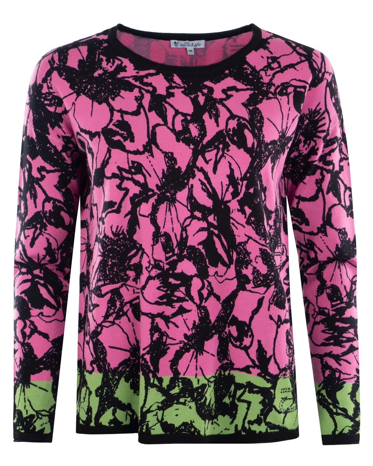 Hajo Rundhalspullover Pullover Blütendruck