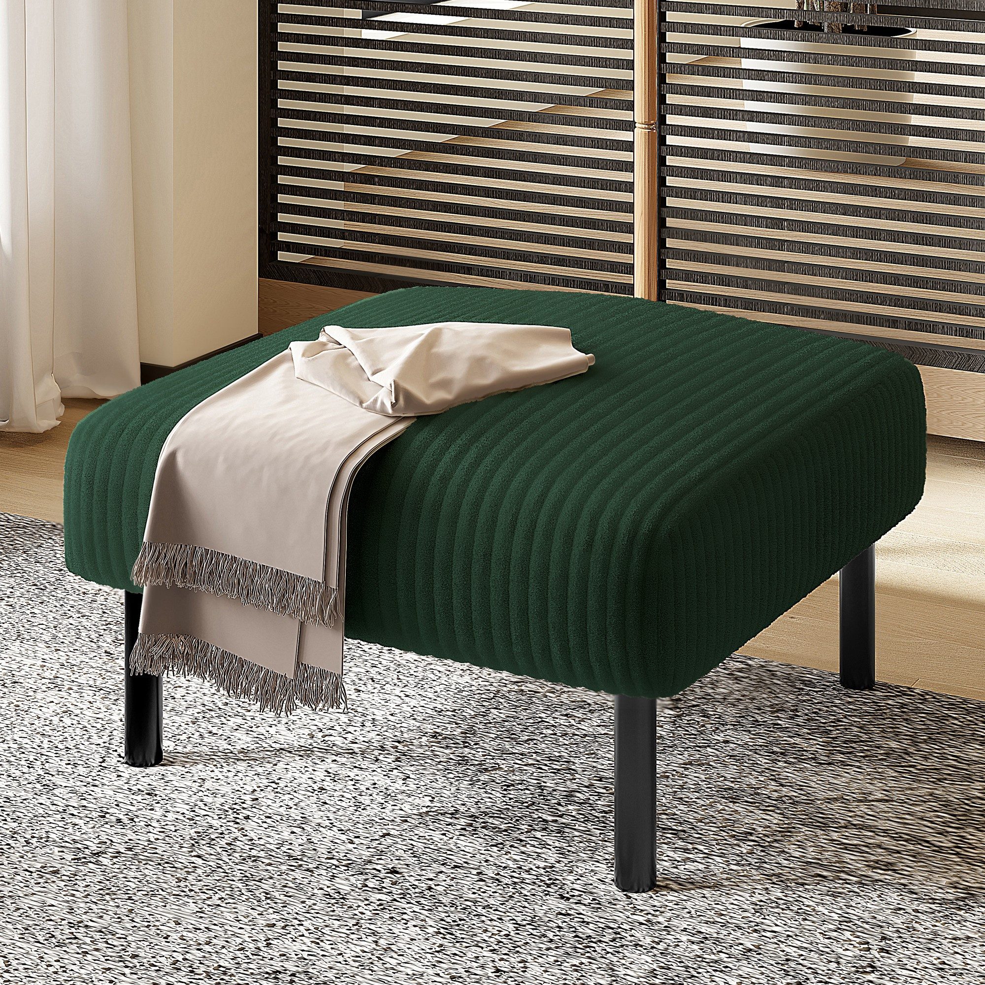 BlingBin Polsterhocker Sitzhocker, Cord-Stoff Hocker mit Metallgestell (Fußhocker, 1 St., 56 × 51 × 39 cm), Vielseitig als Fußbank, Sitzhocker oder Beistelltisch nutzbar