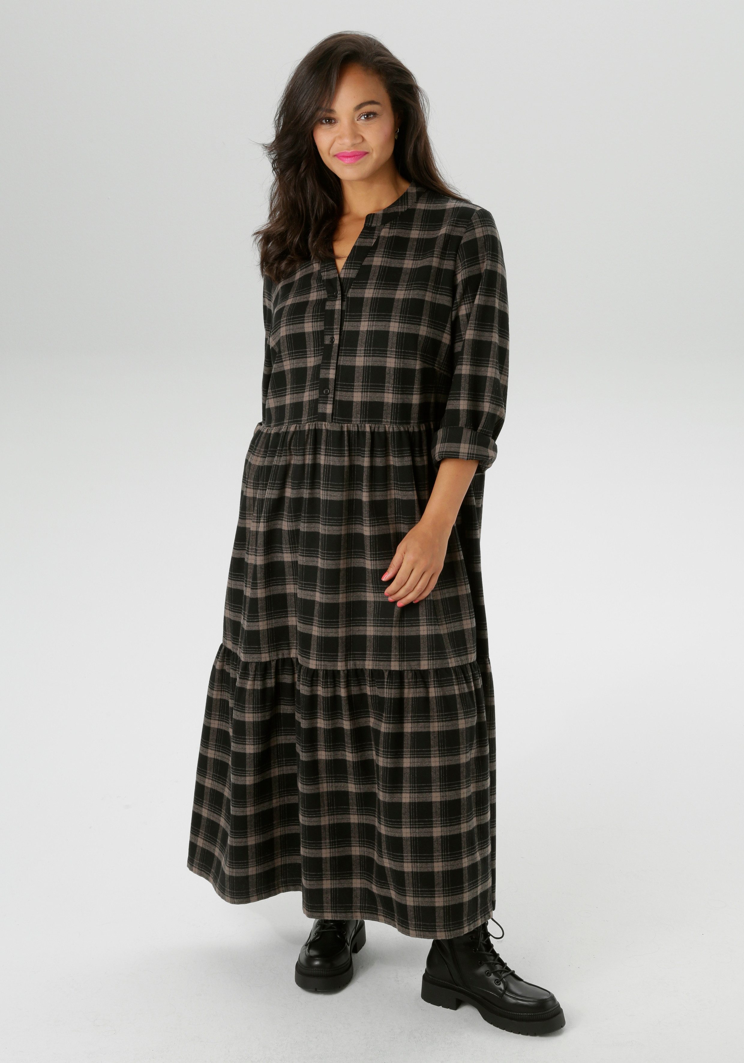 Aniston PLUS Karokleid aus weicher Flanell günstig online kaufen