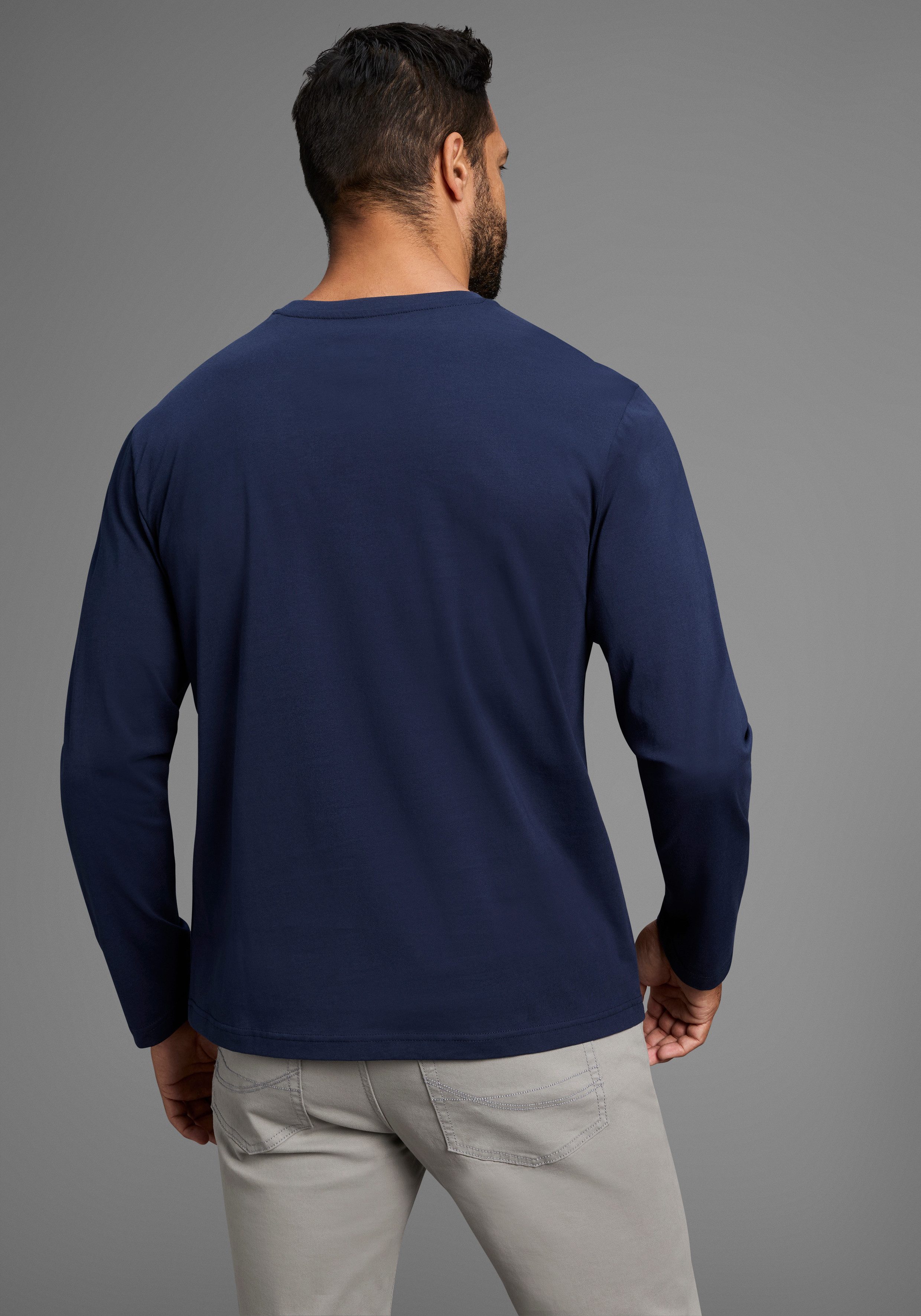 Man's World Langarmshirt neue Farbe ! (3er-Pack) Langarm, unifarben, aus Baumwolle, im 3er-Pack – Bild 3 von 5