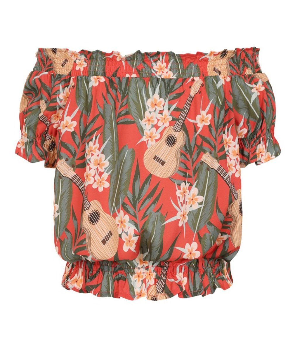 Hell Bunny Rüschentop Ukulele Vintage Retro Rockabilly