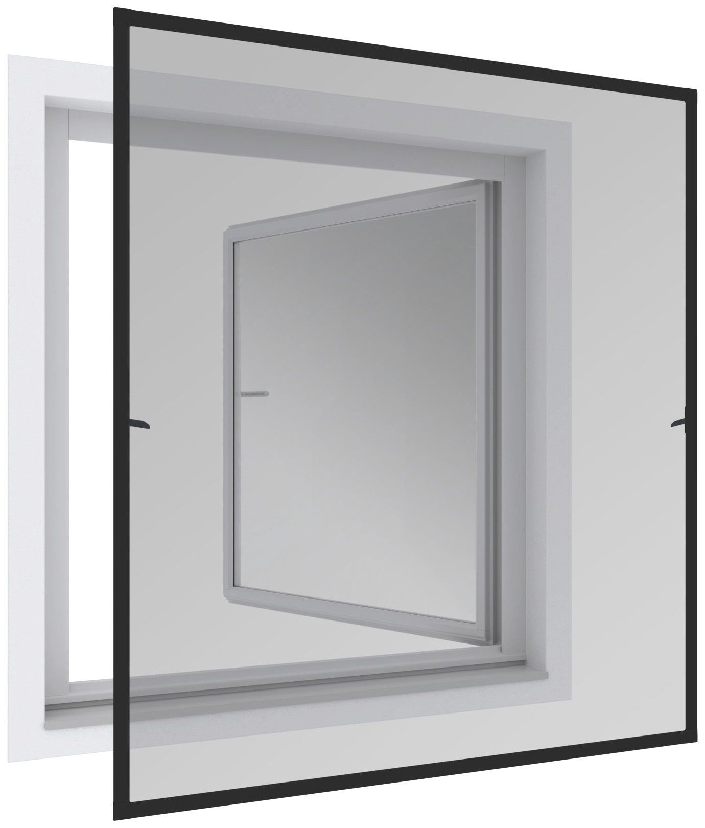 Windhager Insektenschutz-Fensterrahmen Expert, Spannrahmen für Fenster mit Alurahmen, ohne Bohren, (1-St), Fliegengitter 100 x 120 cm, erhältlich in anthrazit oder weiß
