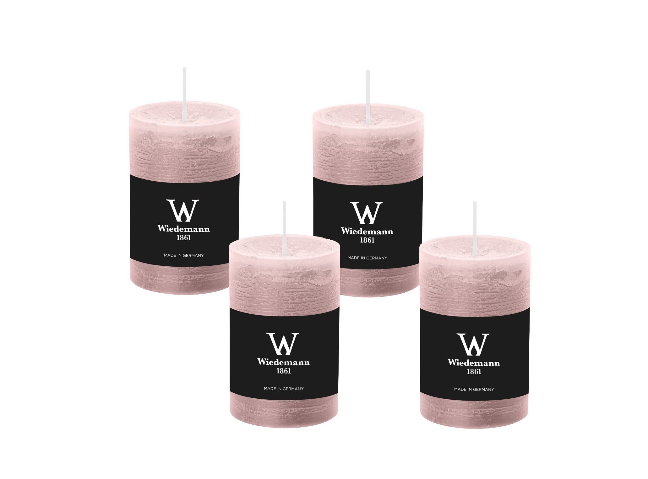 Wiedemann Kerzen Rustic-Kerze Rustik Marble Kerzen (durchgefärbt) Rose 300 x 100 mm, 4er Set