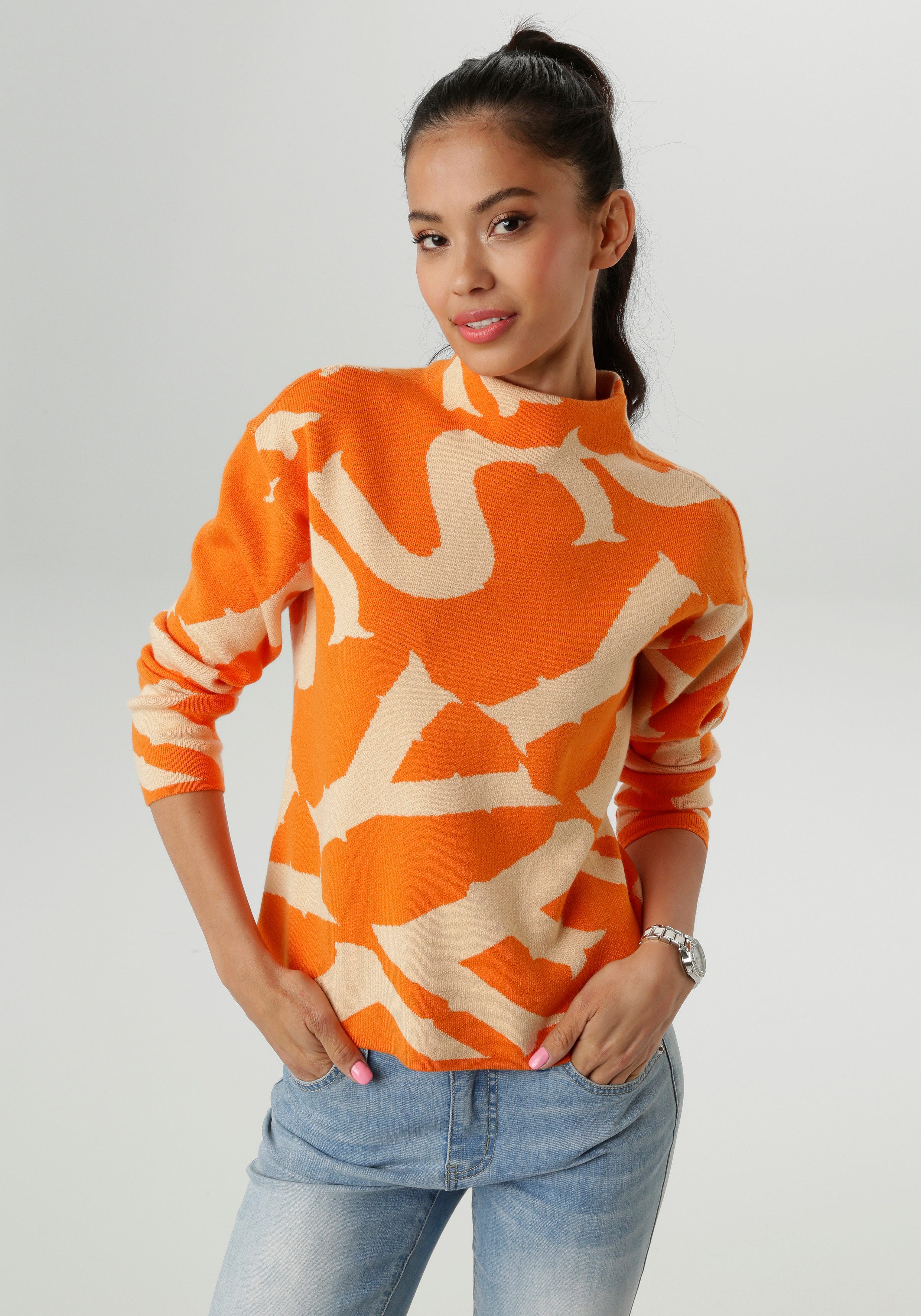 Aniston SELECTED Strickpullover mit elegantem Jacquard-Muster günstig online kaufen
