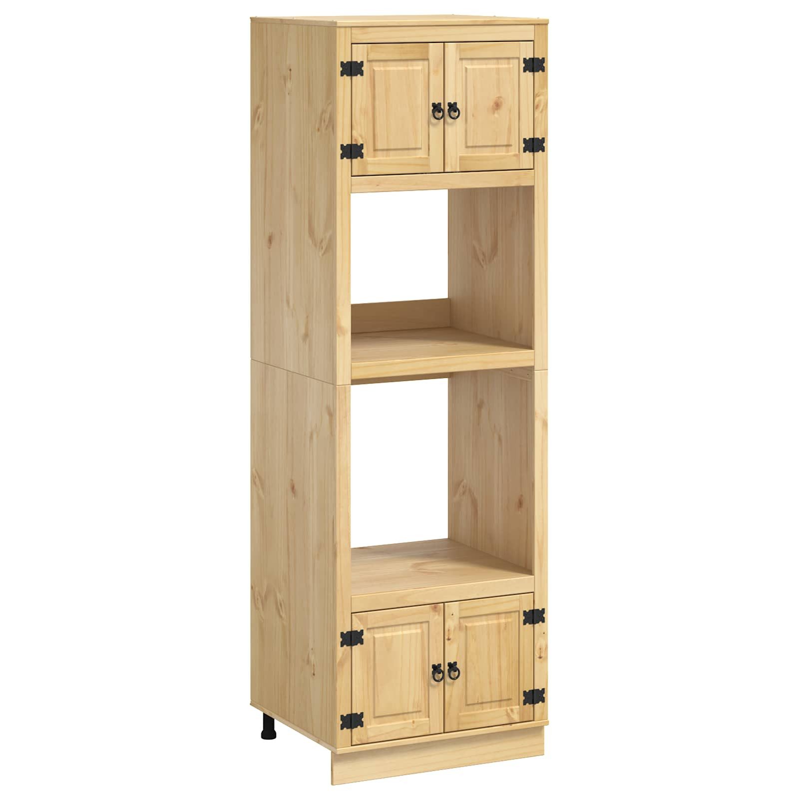 vidaXL Küchenzeile, Schrank mit Regal Honig 66 x 58 x 207 cm Massives Kiefernholz