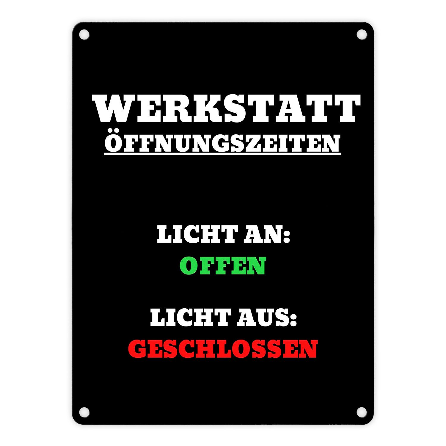 Metallschild Werkstatt Öffnungszeiten Metallschild in 15x20 cm