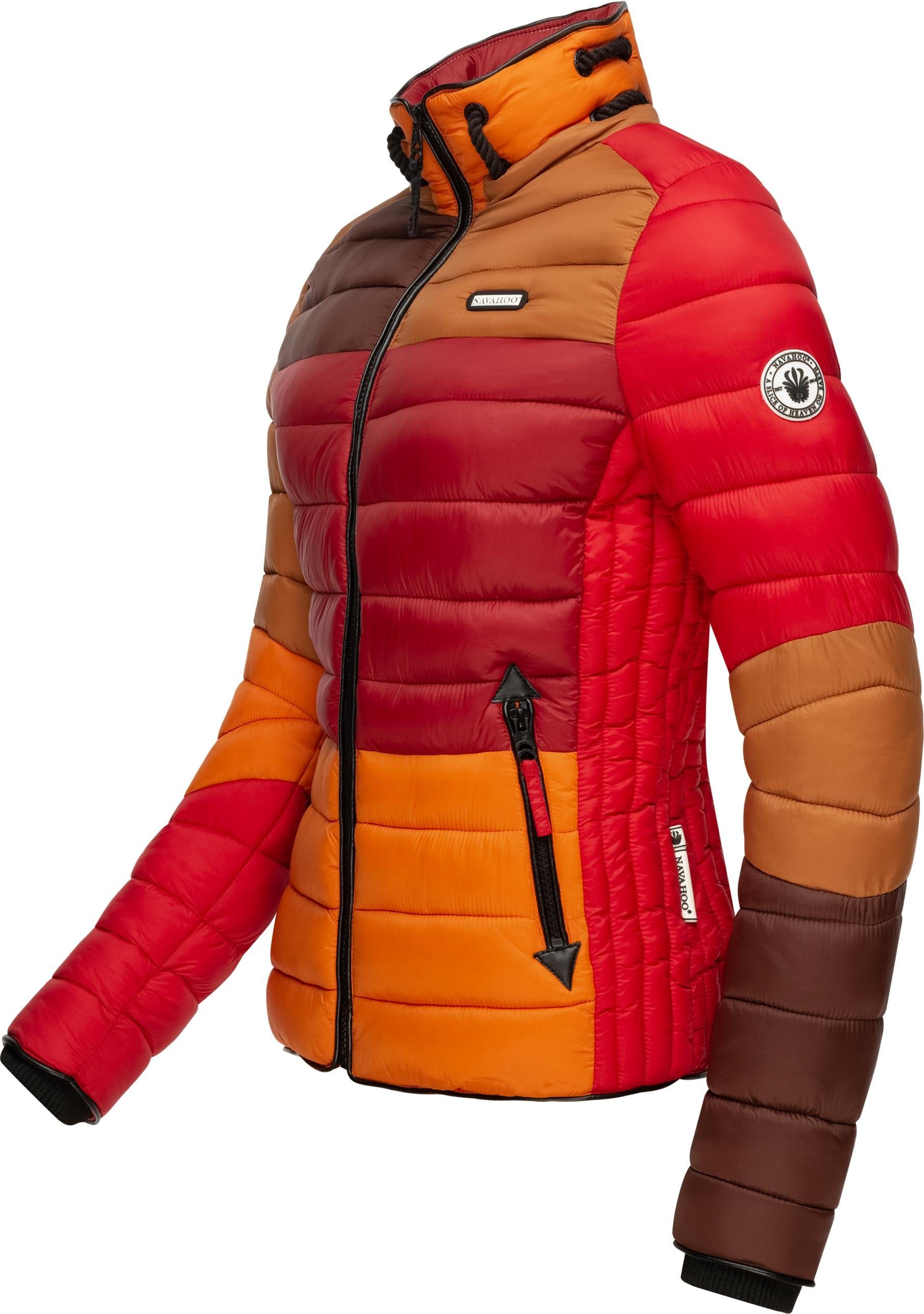 Navahoo Steppjacke Lulana Multikulti leichte im Kapuze Stil Colourblocking mehrfarbig mit Übergangsjacke