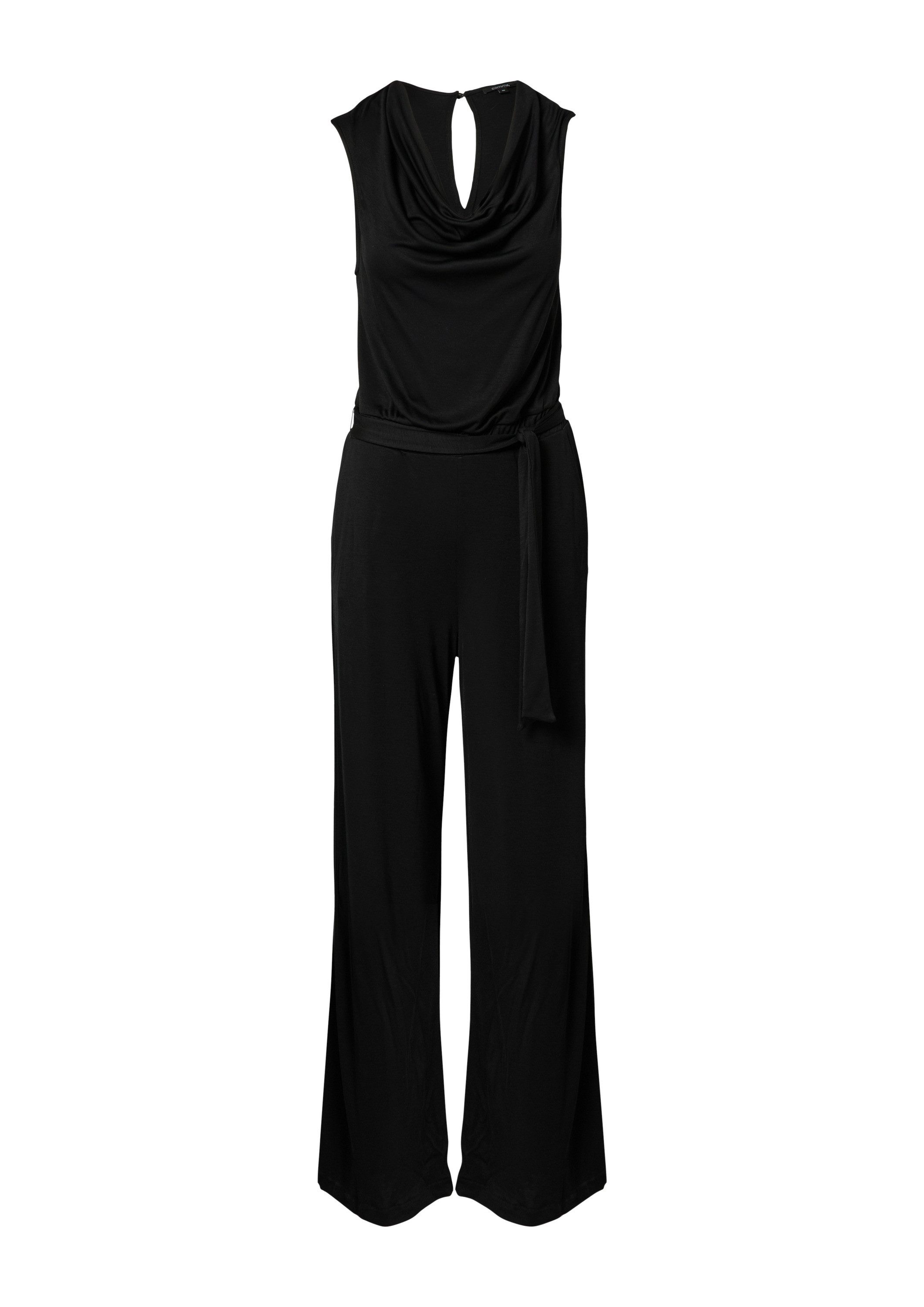 comma Jumpsuit Overall Jersey-Jumpsuit mit Wasserfall-Ausschnitt günstig online kaufen