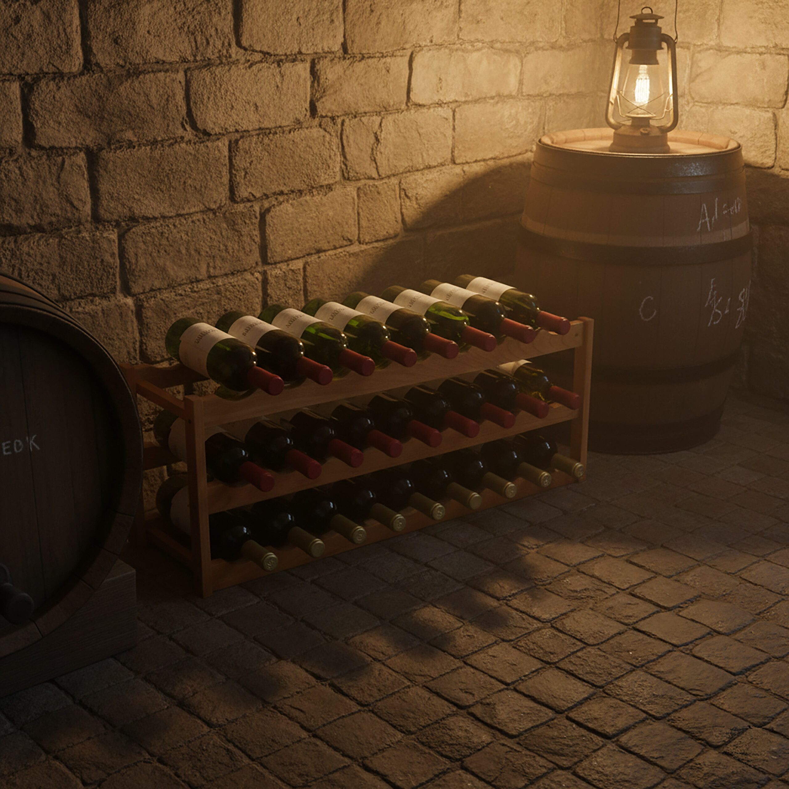 relaxdays Weinregal aus Walnuss für 24 Flasche