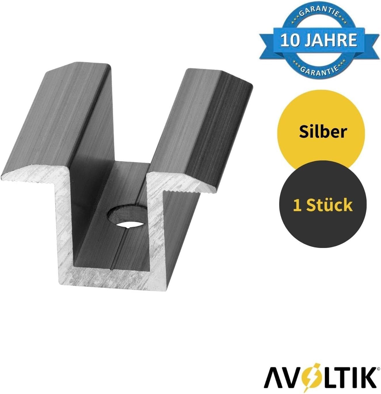 avoltik Wechselrichter Mittelklemme Alu Photovoltaik Solarmodul Solar Panel bis 40 mm Modul, (Mittelklemmen zur Auswahl, 1 St., Mittelklemmen zur Auswahl), Erhältlich in 2 Farben: schwarz oder silber
