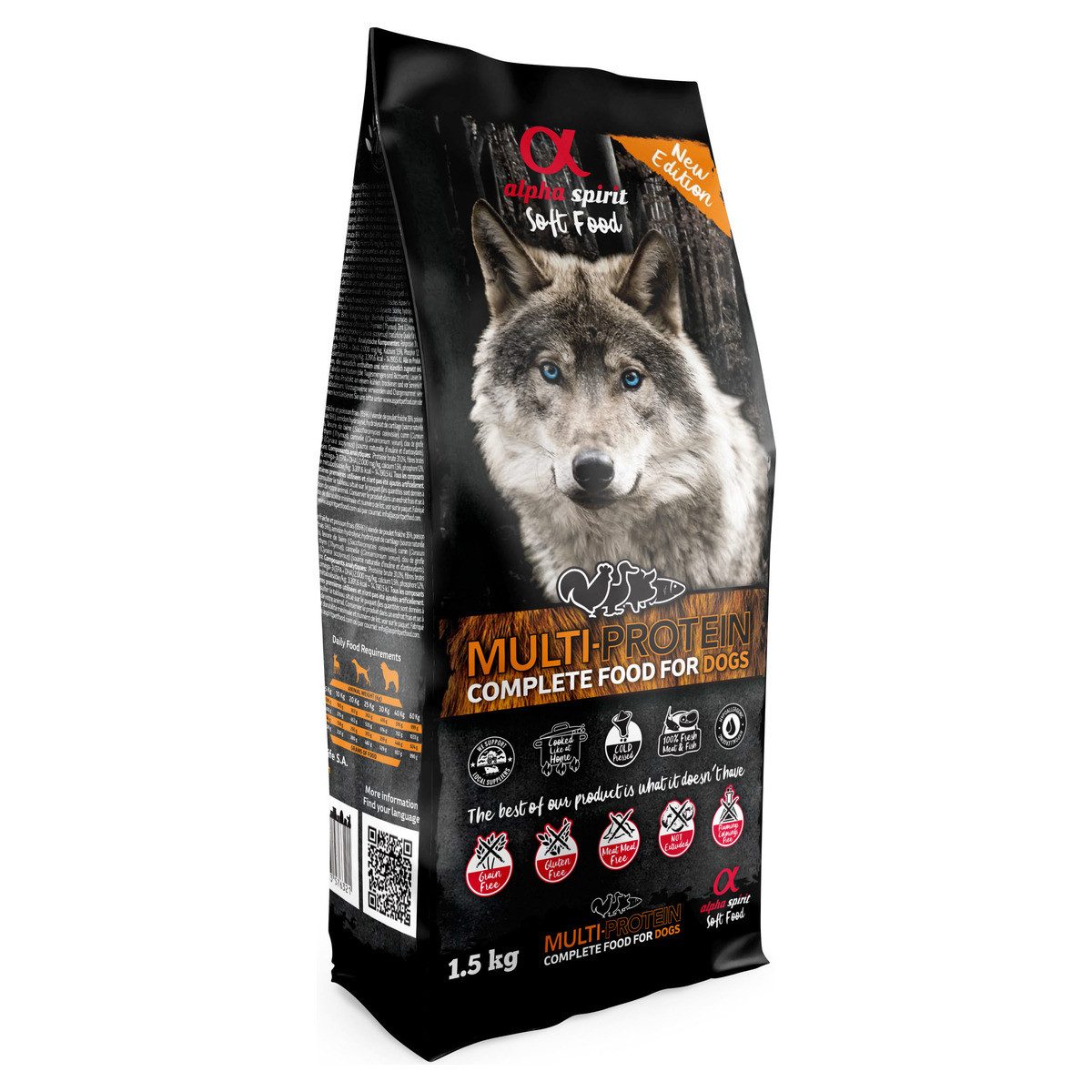 Alpha Spirit Complete Dog Food Multiprotein 9 kg, Trockenfutter für: Hund
