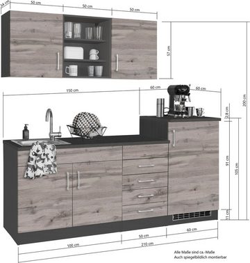 HELD MÖBEL Küche Mali, Breite 210 cm, mit E-Geräten