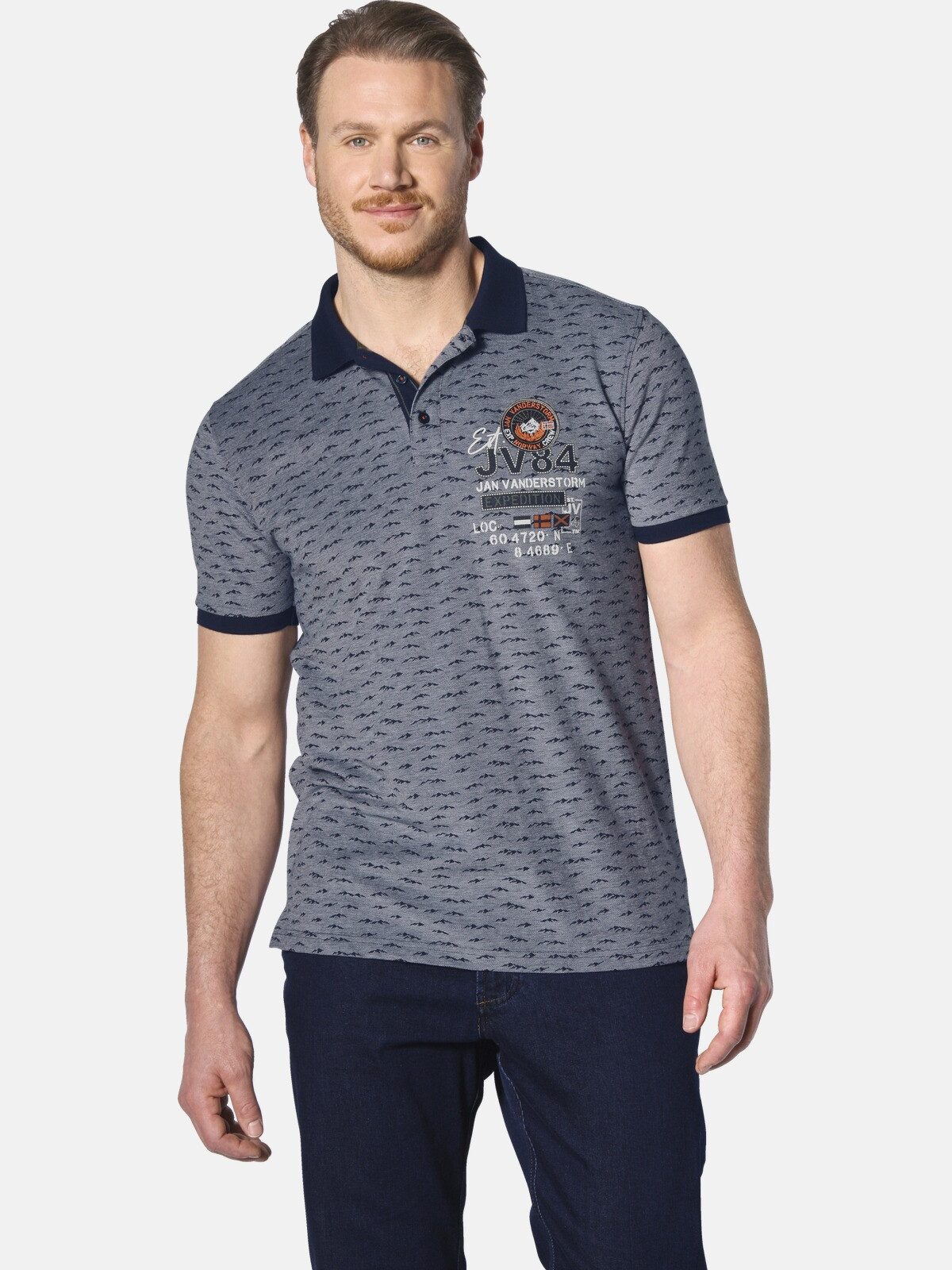 Jan Vanderstorm Poloshirt HALVESEN mit Bergmuster günstig online kaufen