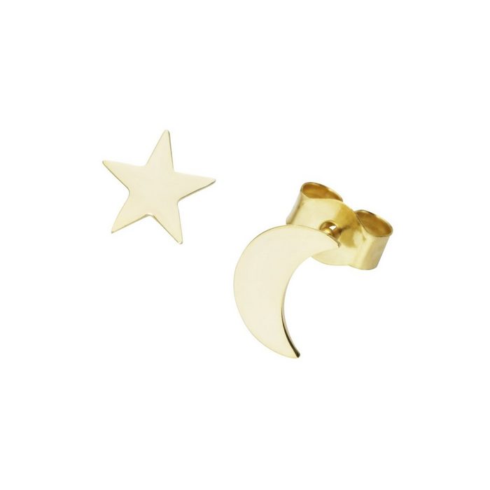 Luigi Merano Paar Ohrstecker Mond und Stern Gold 375